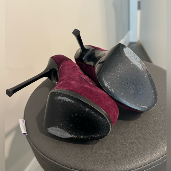 Yves Saint Laurent size 39 purple suede loafer pumps - Picture 6 of 10